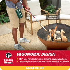 GARDEN WEASEL torch used on paver crack delivering chemical-free control