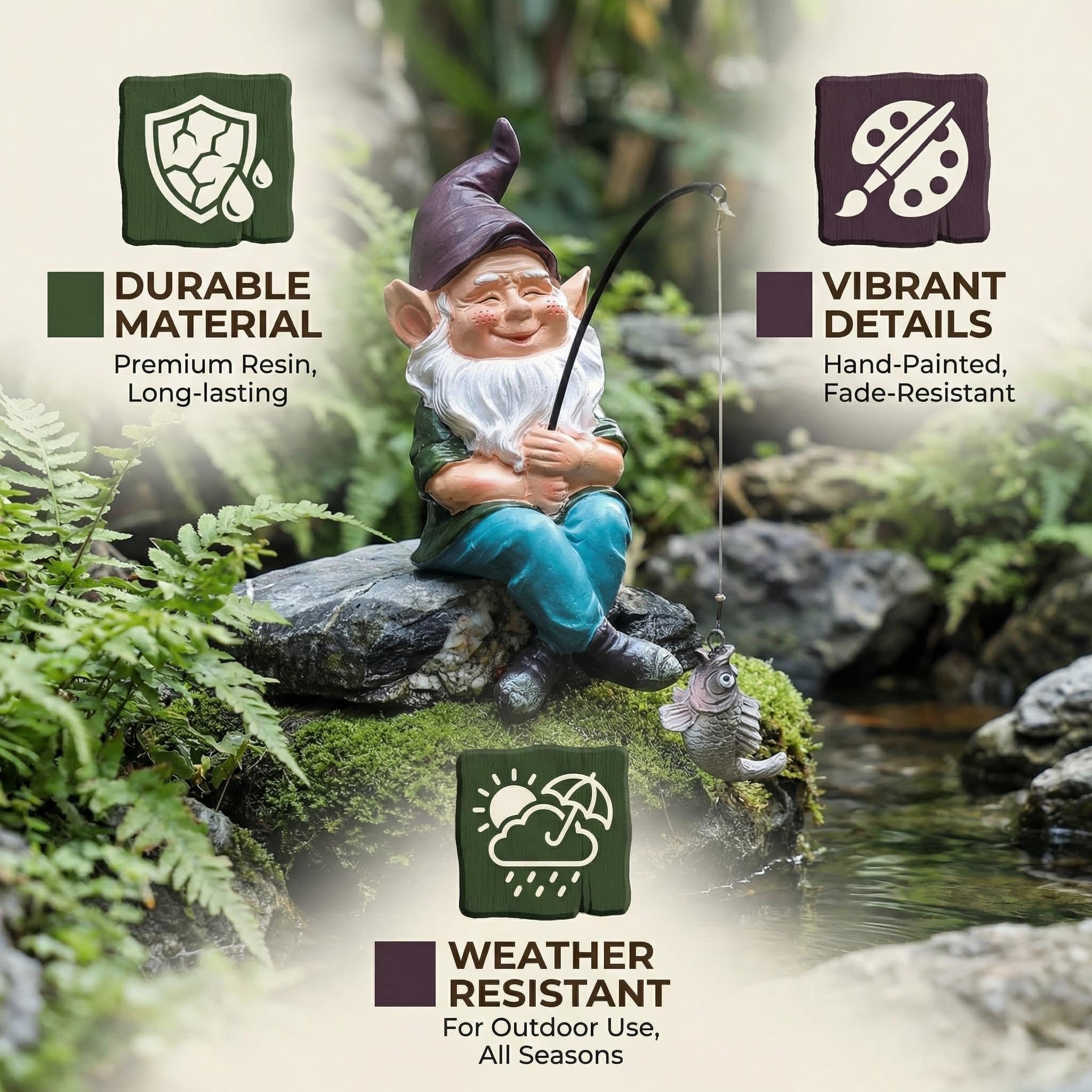 GARDEN WHISPER glow-in-the-dark pebbles illuminating pond edge at night