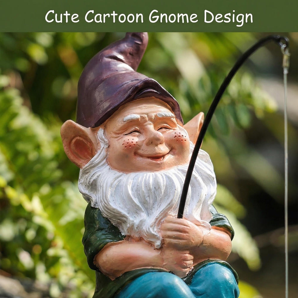 GARDEN WHISPER fishing gnome in gift wrapping suggesting ready-to-give present idea
