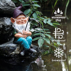 GARDEN WHISPER gnome next to ruler showing 9.1-inch height for easy placement