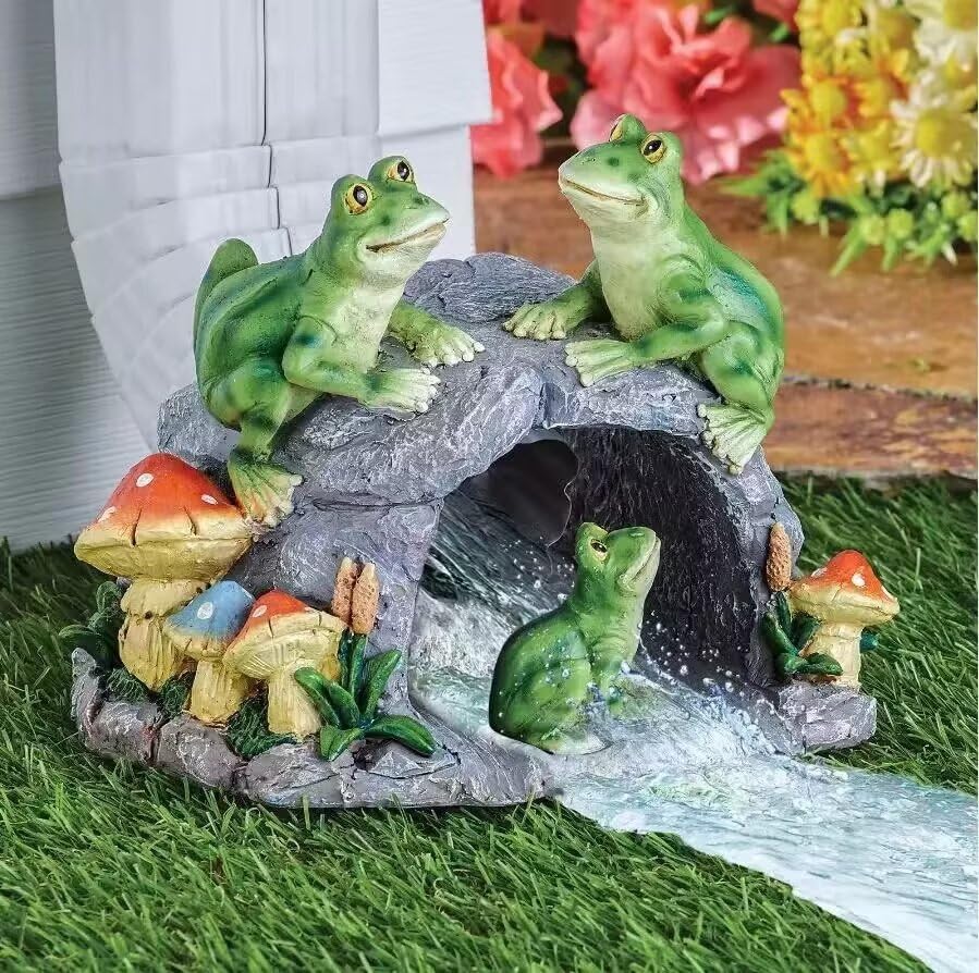 GARDEN WHISPER frog front view showing decorative runoff diversion benefit