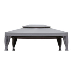 Garden Winds canopy front view showing Slate Gray finish and neat fit
