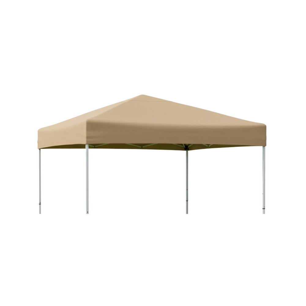 Garden Winds canopy top front view showing full beige cover and fit benefit