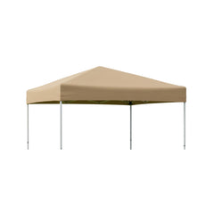 Garden Winds canopy top front view showing full beige cover and fit benefit