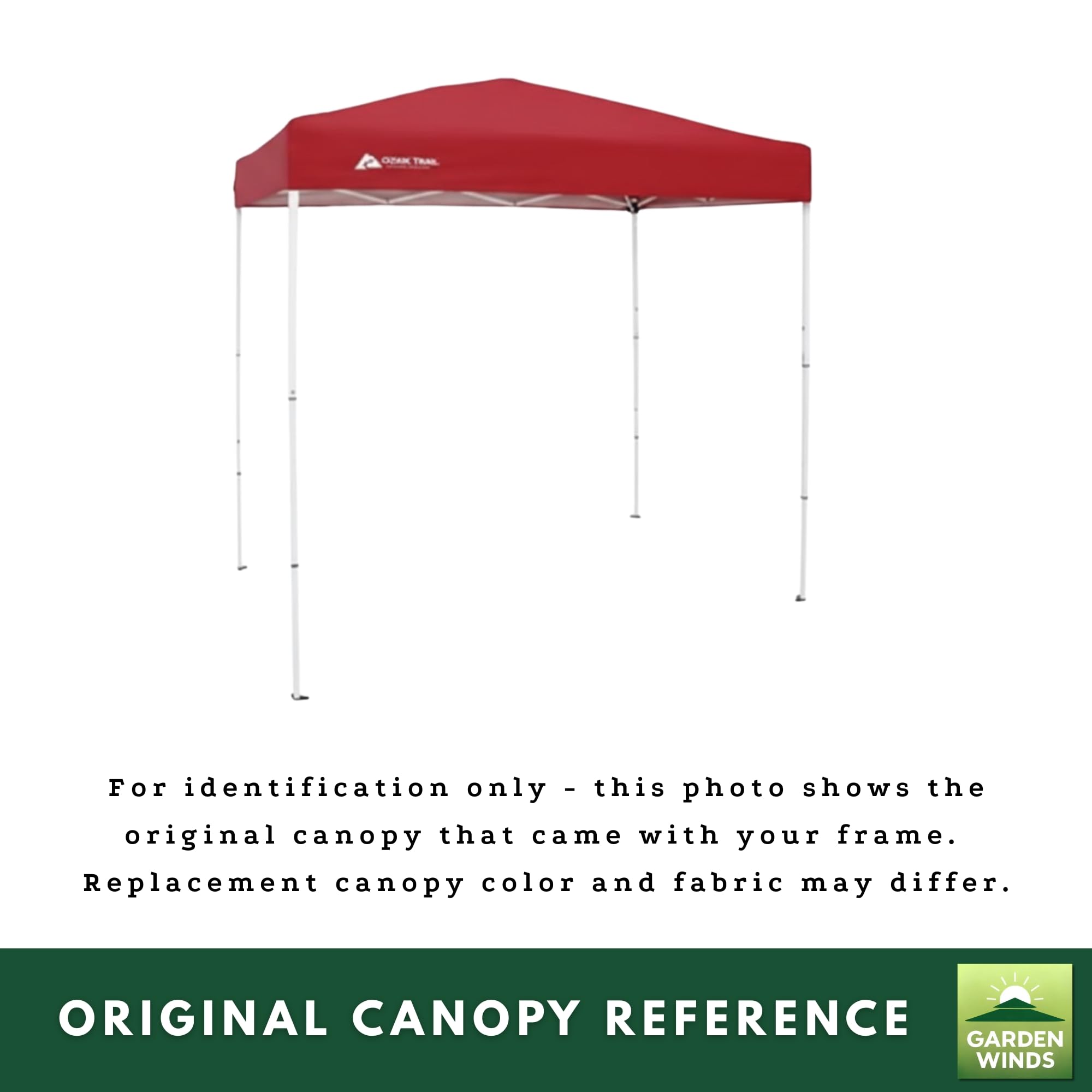 Garden Winds canopy top beside a person showing size and practical coverage benefit