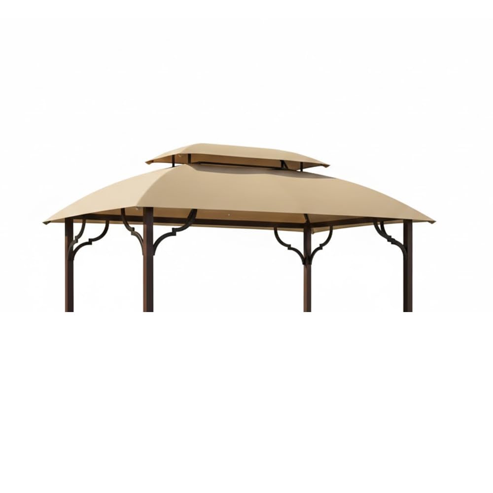 Garden Winds front view of replacement canopy top showing full beige fit and curb appeal