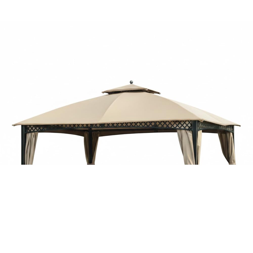 Garden Winds front view beige canopy showing full coverage and curb appeal