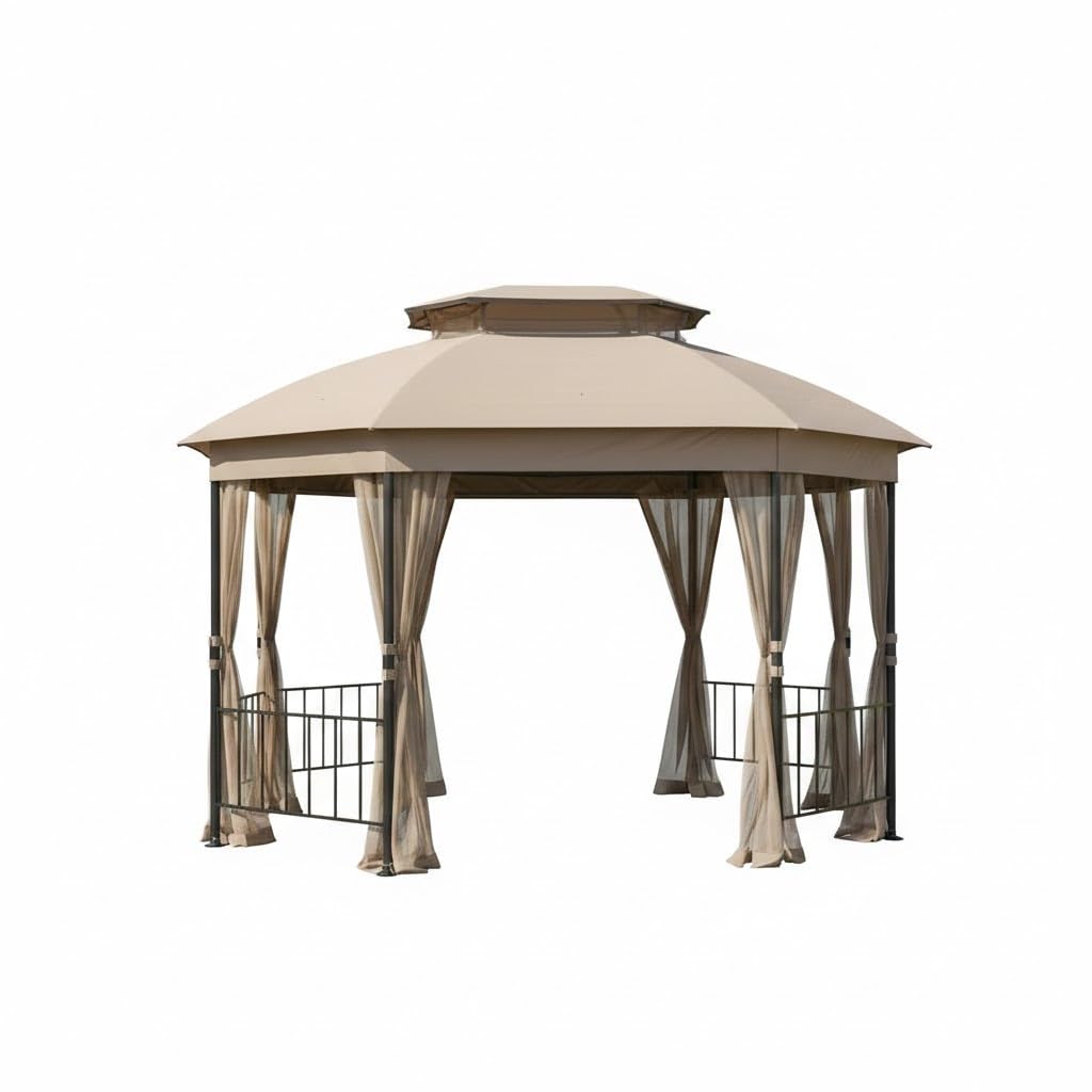 Garden Winds front view beige canopy top showing full fit