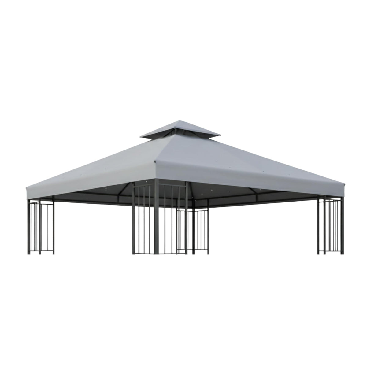 Garden Winds front view slate gray canopy showing full coverage and curb appeal