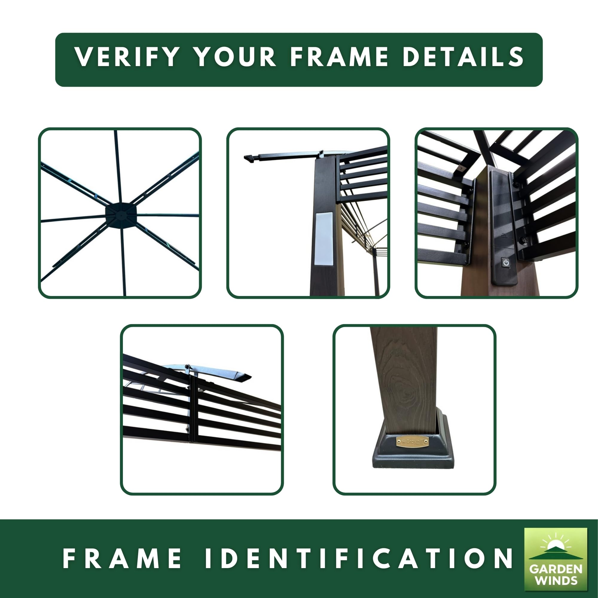 Garden Winds packaged canopy with label and SKU for easy identification