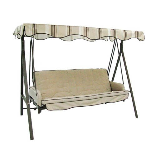 Garden Winds replacement canopy front view showing full beige cover and clean fit