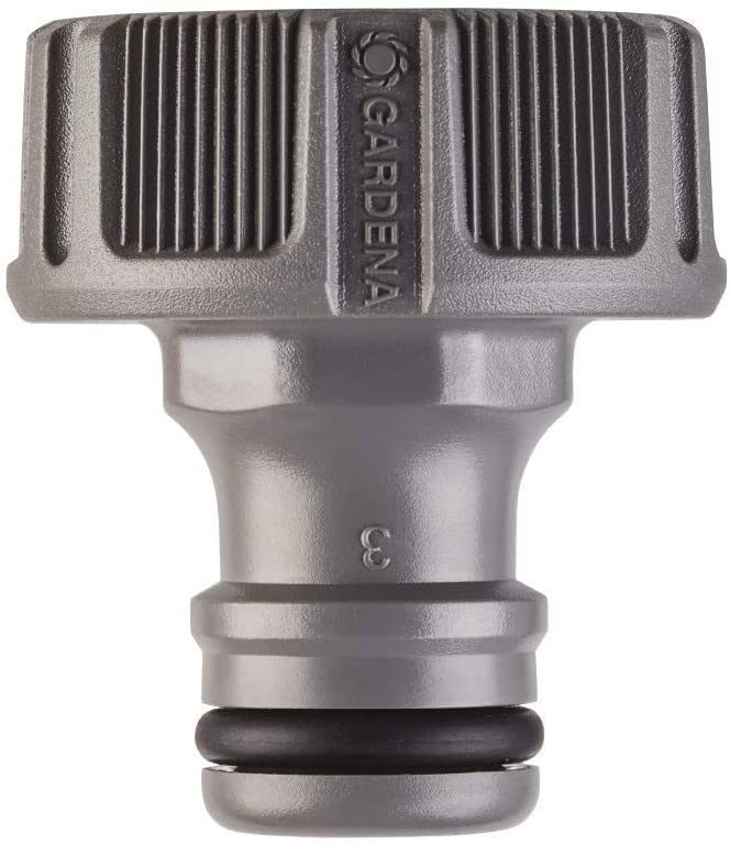 Gardena thread closeup highlighting durable nylon/ABS finish and leak prevention