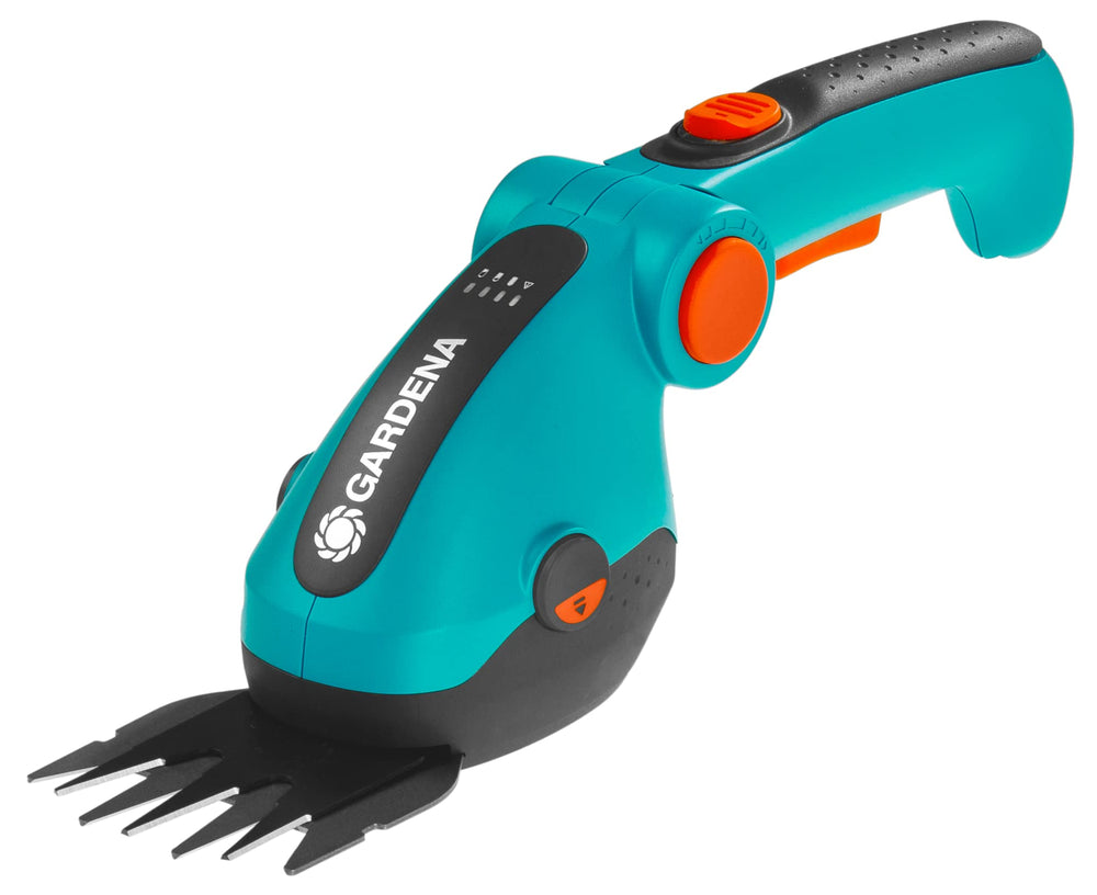 GARDENA grass shears front view showing compact profile and tidy design benefit