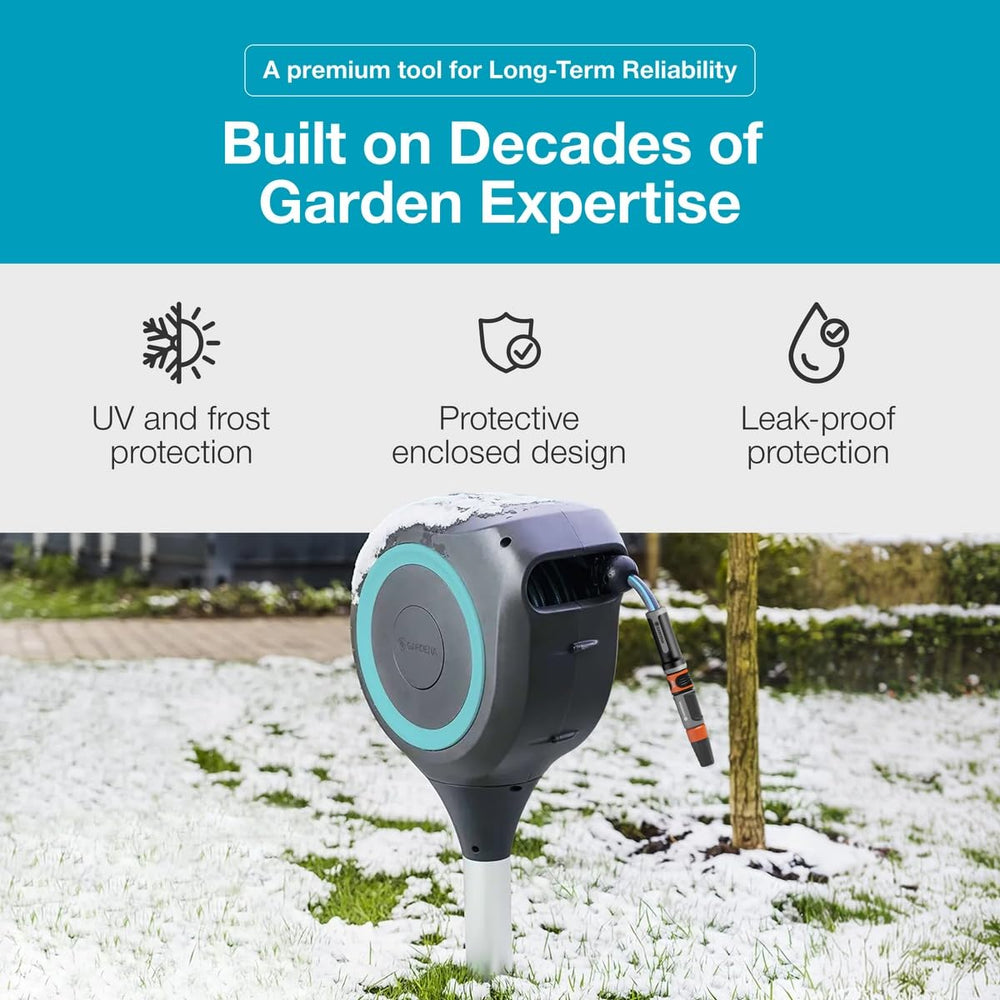 GARDENA housing texture highlighting UV-resistant material for long life