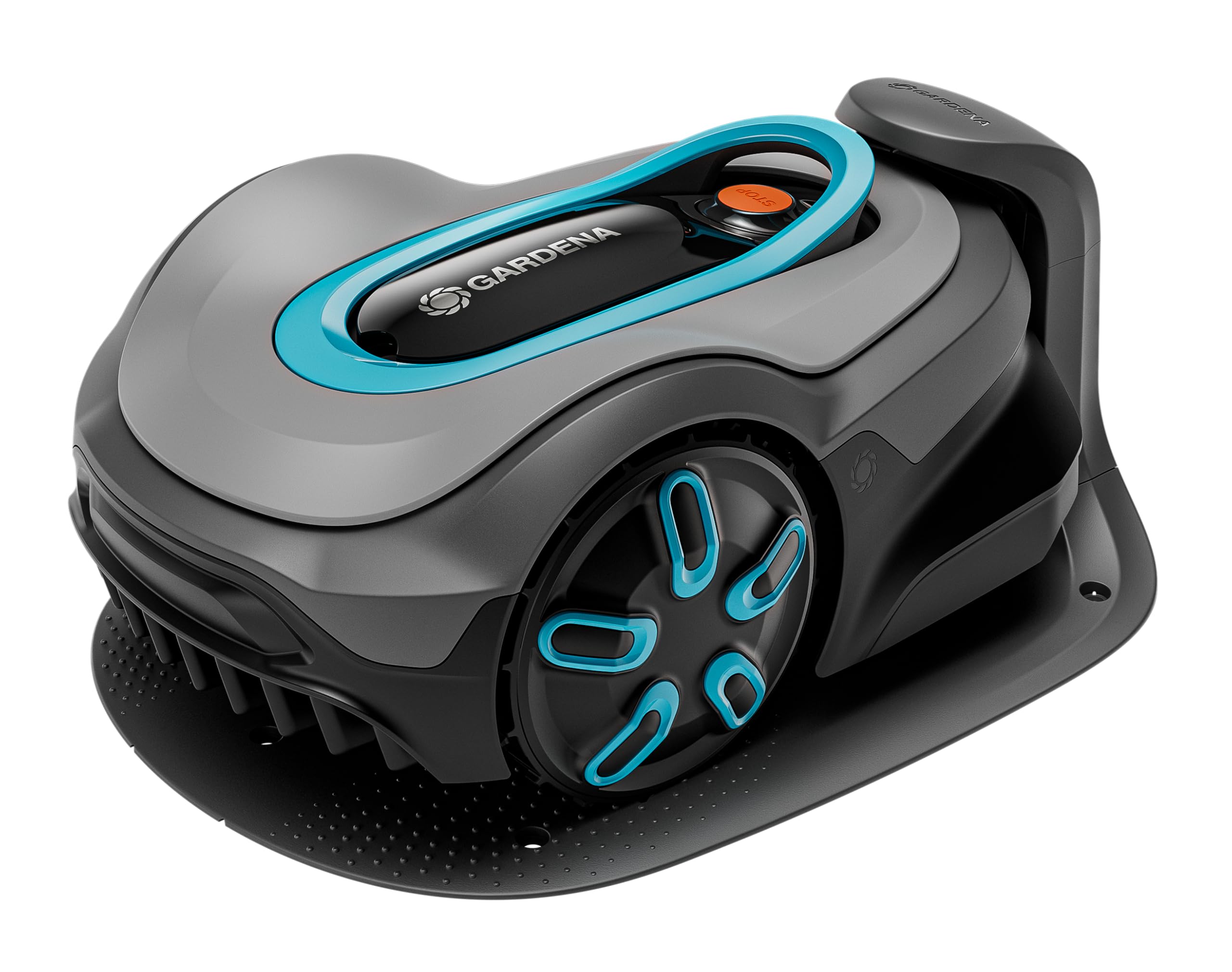 GARDENA SILENO flex front view showing compact form and mower control