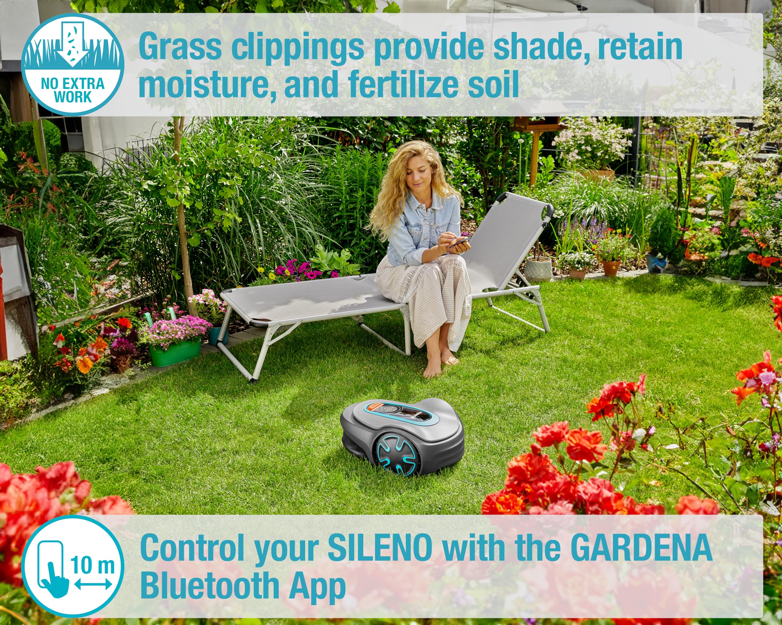 GARDENA SILENO Minimo boundary wire layout showing reliable perimeter safety