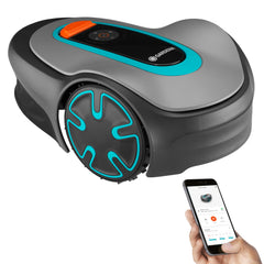 GARDENA SILENO Minimo front view showing compact design and quiet operation