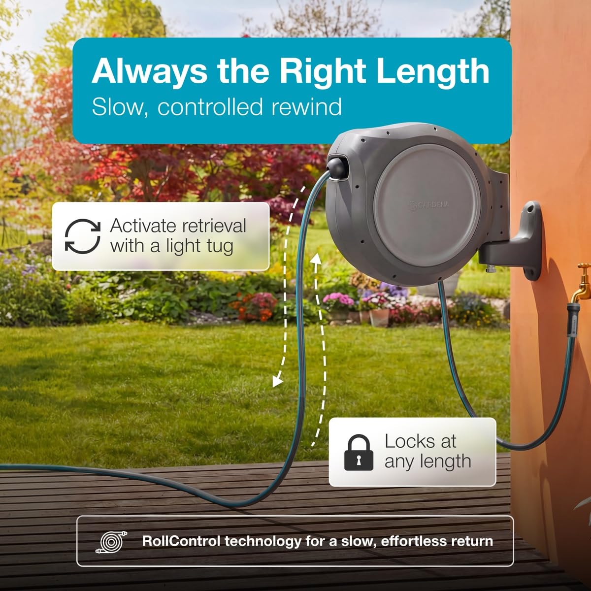 GARDENA multi-pattern spray nozzle detail providing adjustable spray options and control