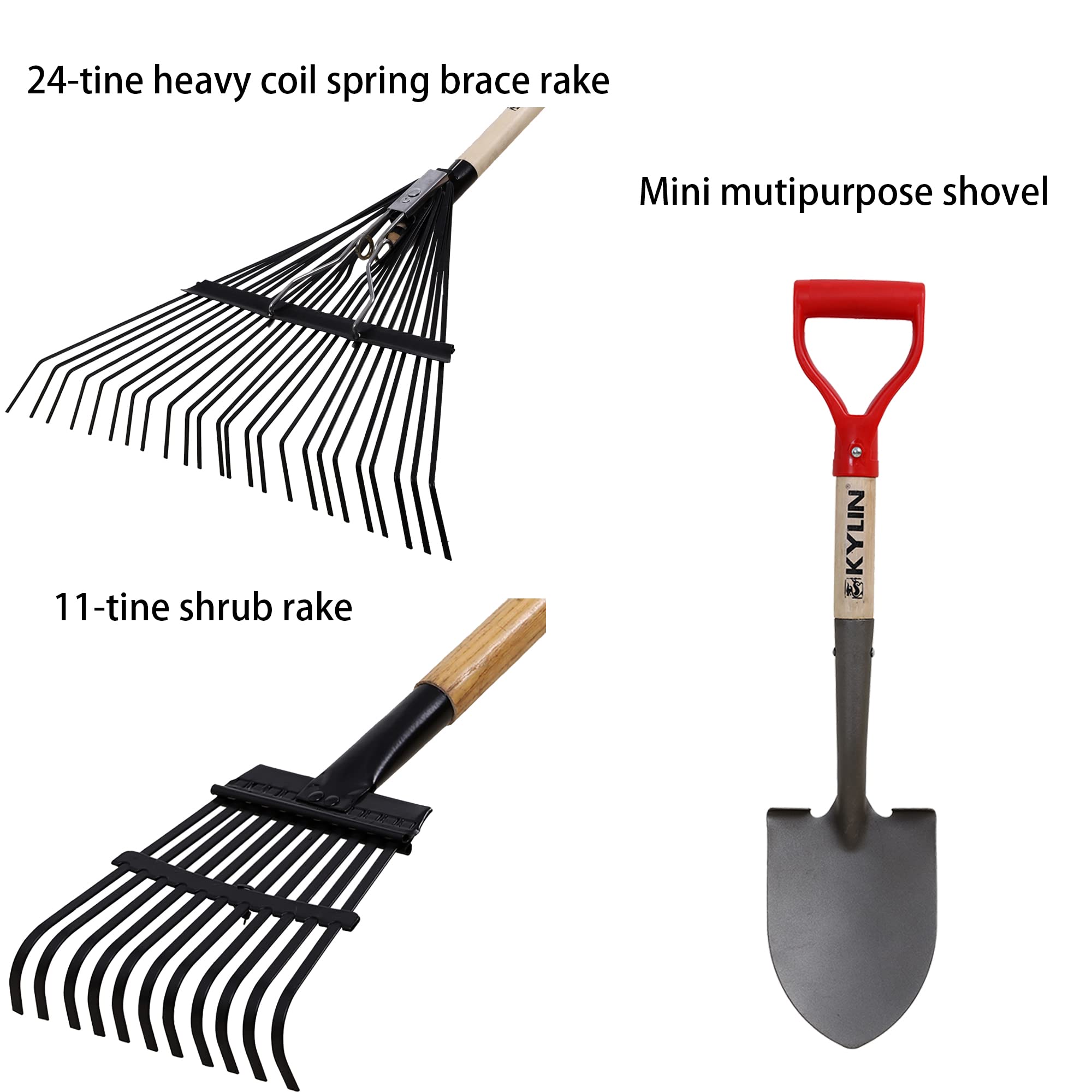 GardenAll rake head detail highlighting strong tines for efficient raking