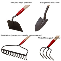 GardenAll shovel head close-up showing sturdy high-carbon-steel durability