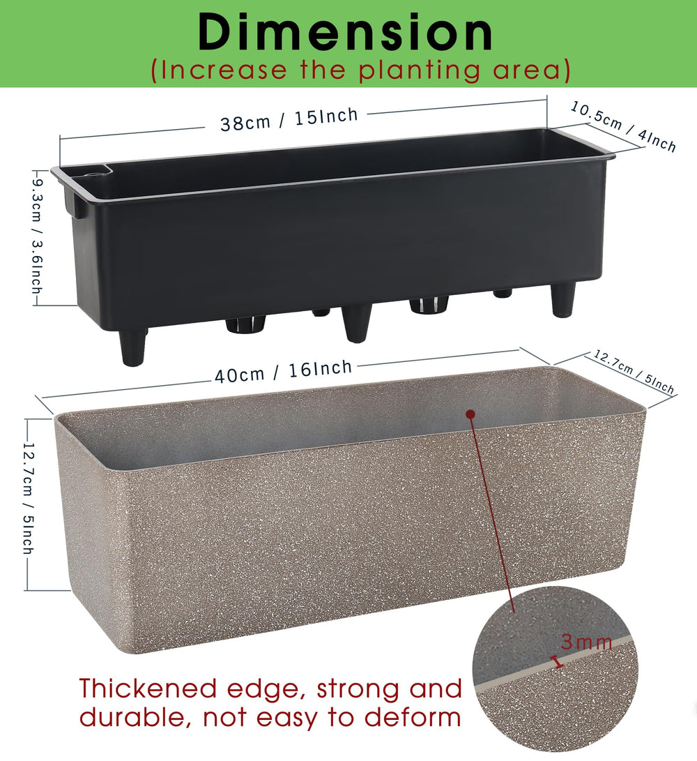 GardenBasix size comparison with hand showing compact 5.5 x 16 inch scale and portability benefit