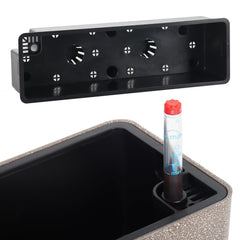 GardenBasix closeup of water level indicator enabling easy reservoir monitoring and worry-free watering