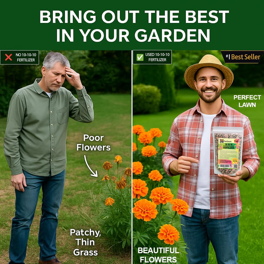 gardenera hand application in flower bed promoting bloom and root support