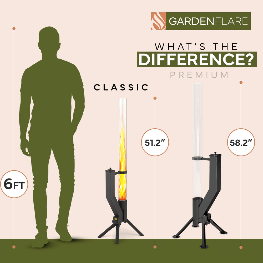 GARDENFLARE ash removal access showing simple cleanup for consistent, low-smoke burns