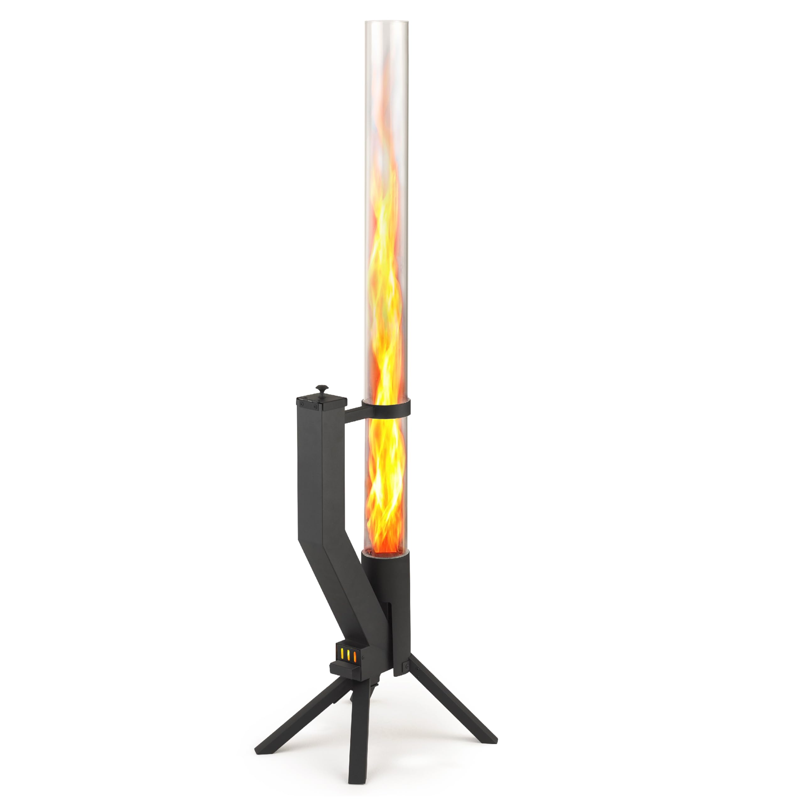 GARDENFLARE front view of pellet fire pit showing flame column and elegant design, enhances ambiance