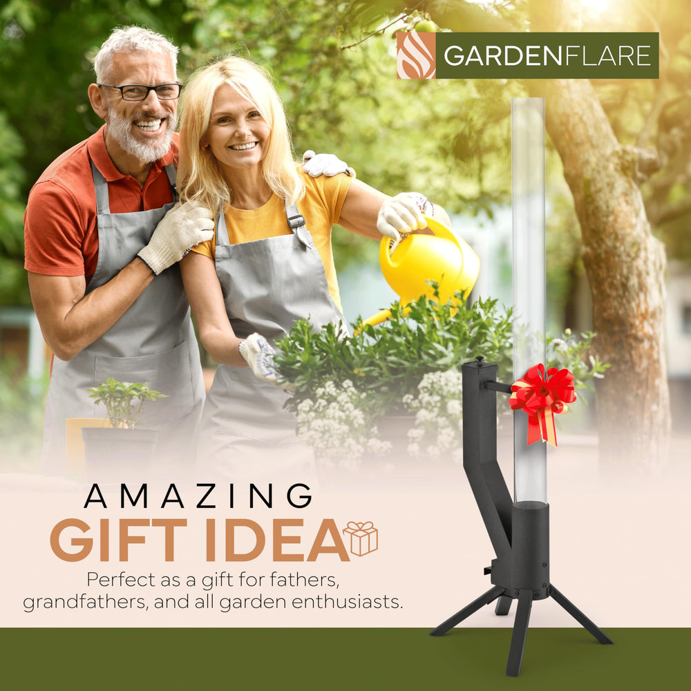 GARDENFLARE matte black powder-coated finish close-up, resists weather and looks modern