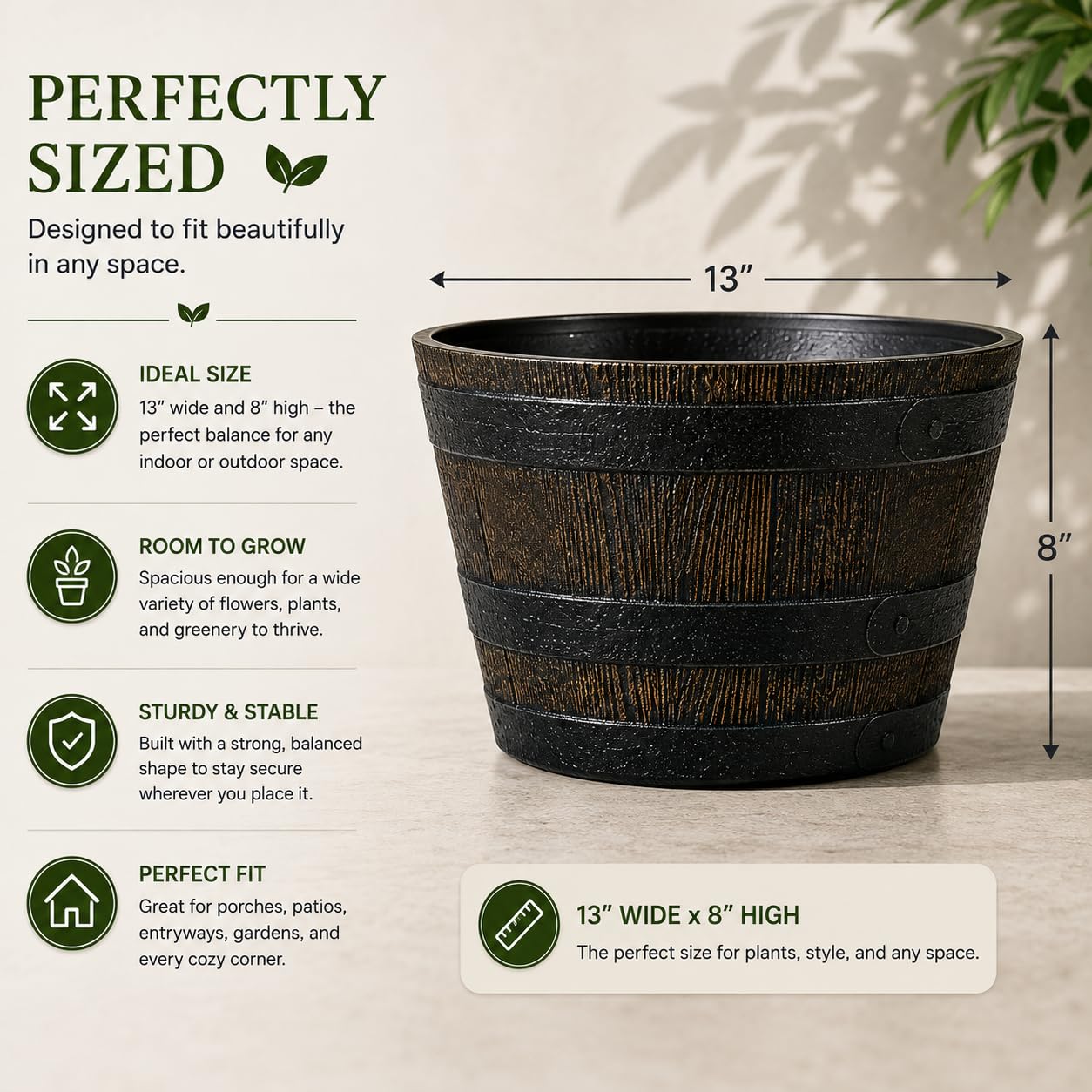Gardenised close up of faux wood texture highlighting realistic finish and low maintenance