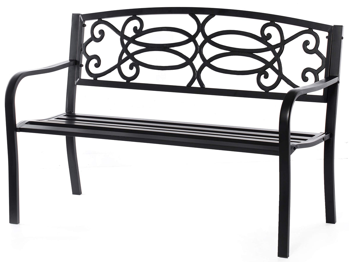 Gardenised front view bench showing full three-person seating and elegance