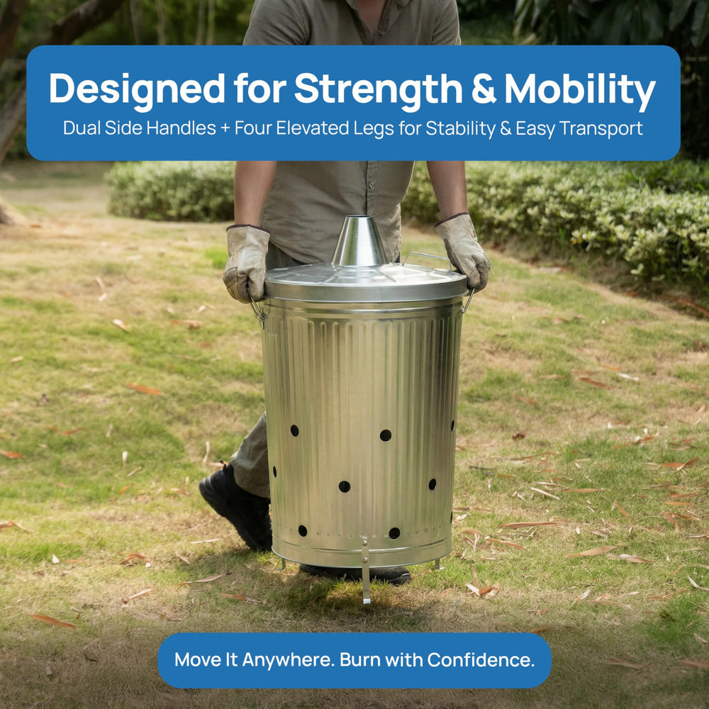 Gardenised in-use with yard waste burning, delivering efficient ash reduction