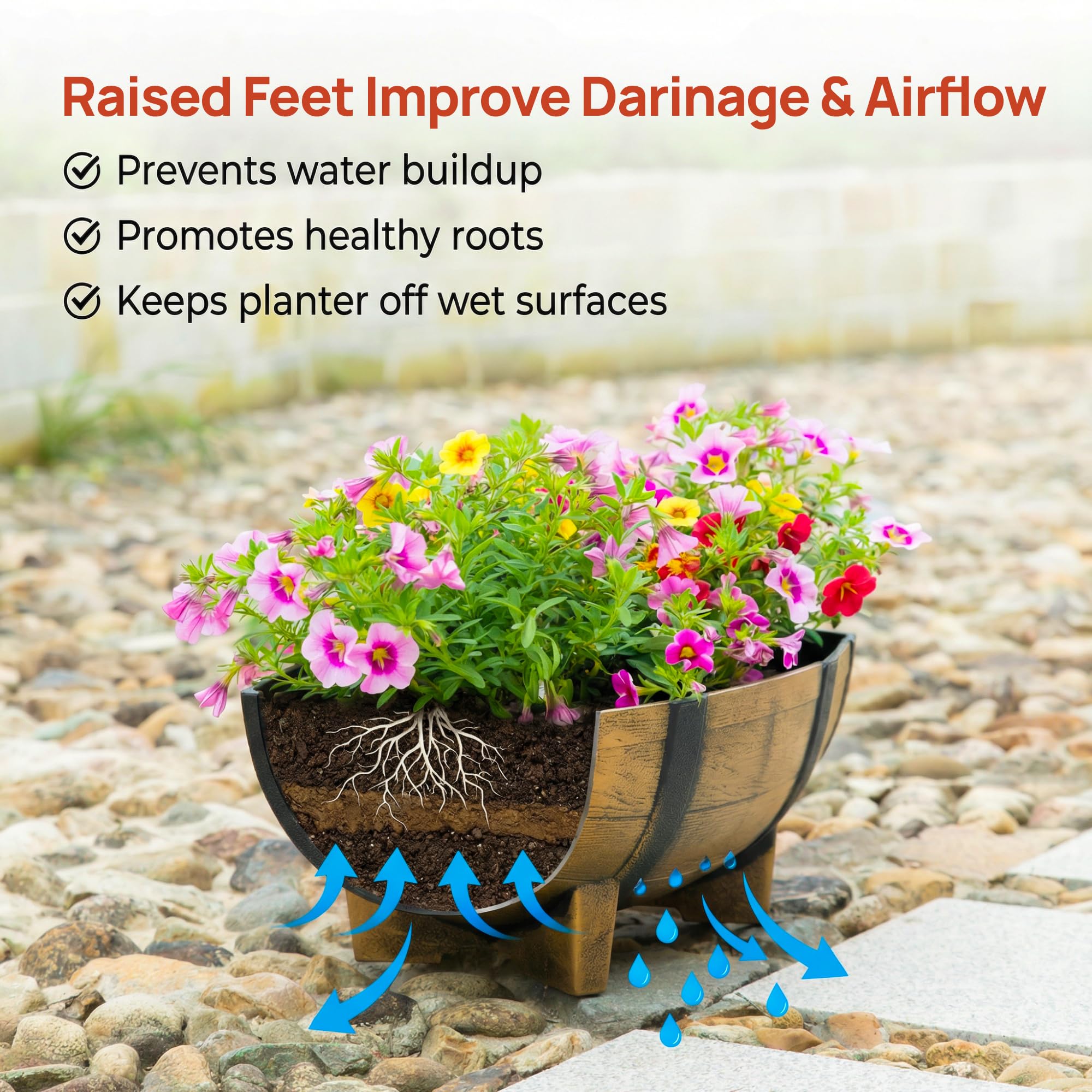 Gardenised planters staged on a porch with flowers demonstrating curb appeal
