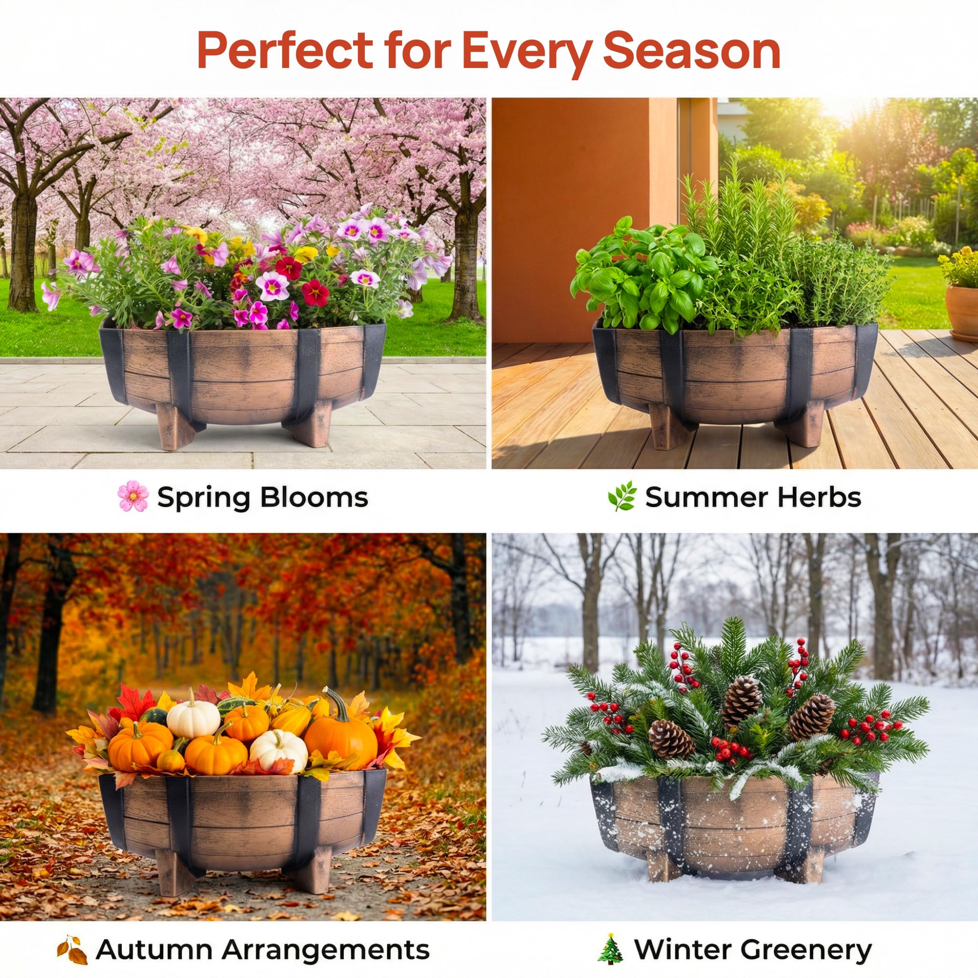 Gardenised seasonal floral arrangement in planter illustrating versatile year-round styling