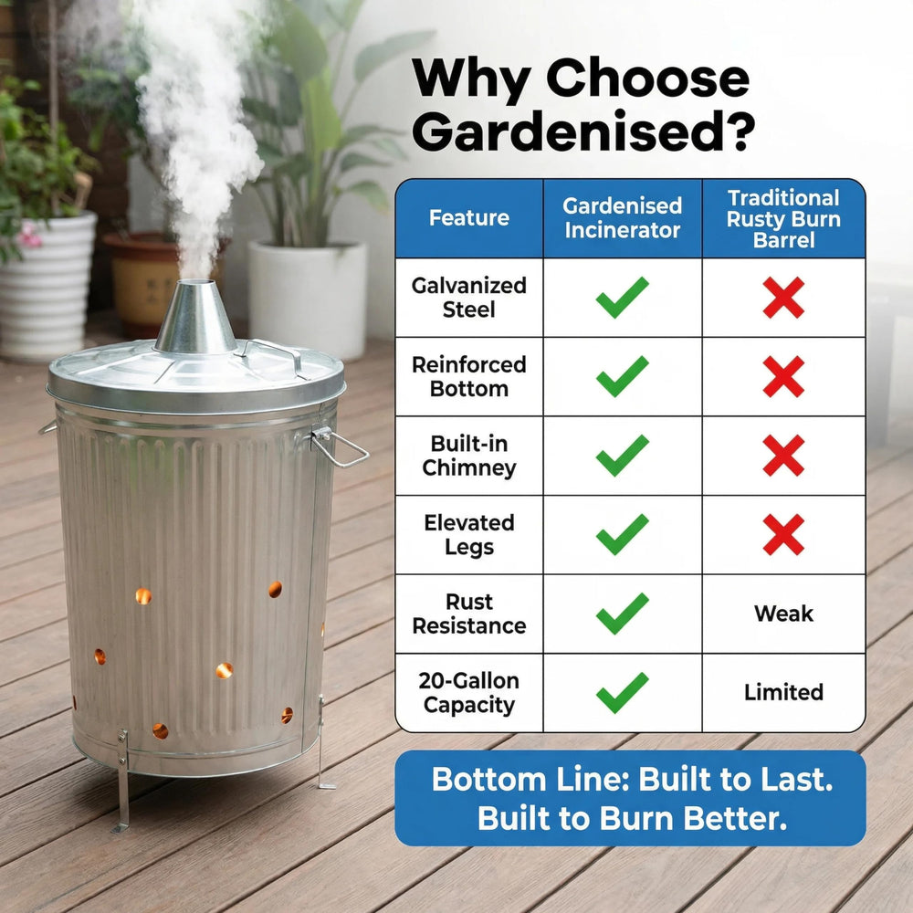 Gardenised beside measuring ruler to show 20-gallon size and storage convenience