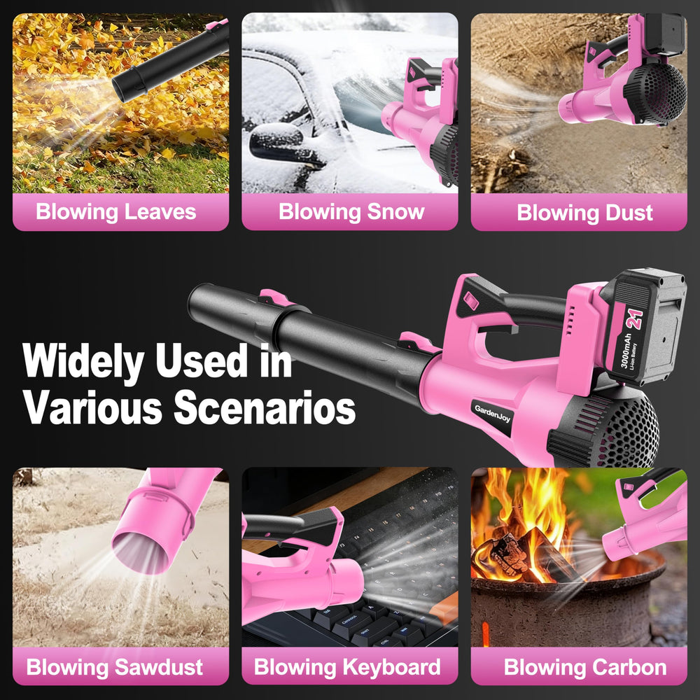 GardenJoy two 21V 3.0Ah batteries and fast charger for extended runtime and quick recharges