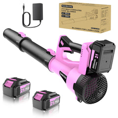 GardenJoy front view showing compact pink blower and ergonomic grip for comfortable handling
