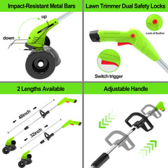 GardenJoy detachable wheel kit in use to reduce arm strain and support tool