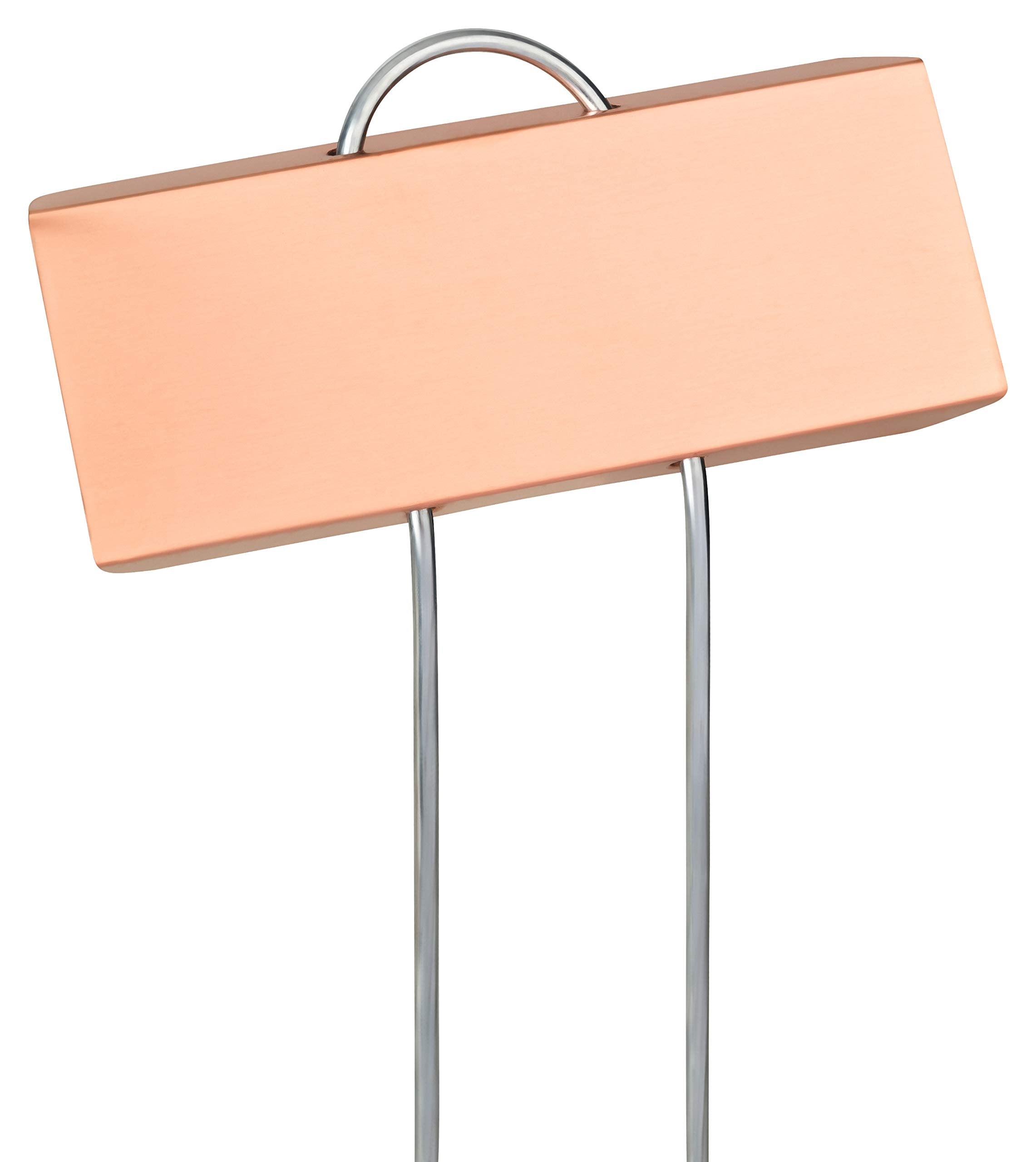 GardenMate copper plant labels front view showing 25-pack durability and neat garden signage