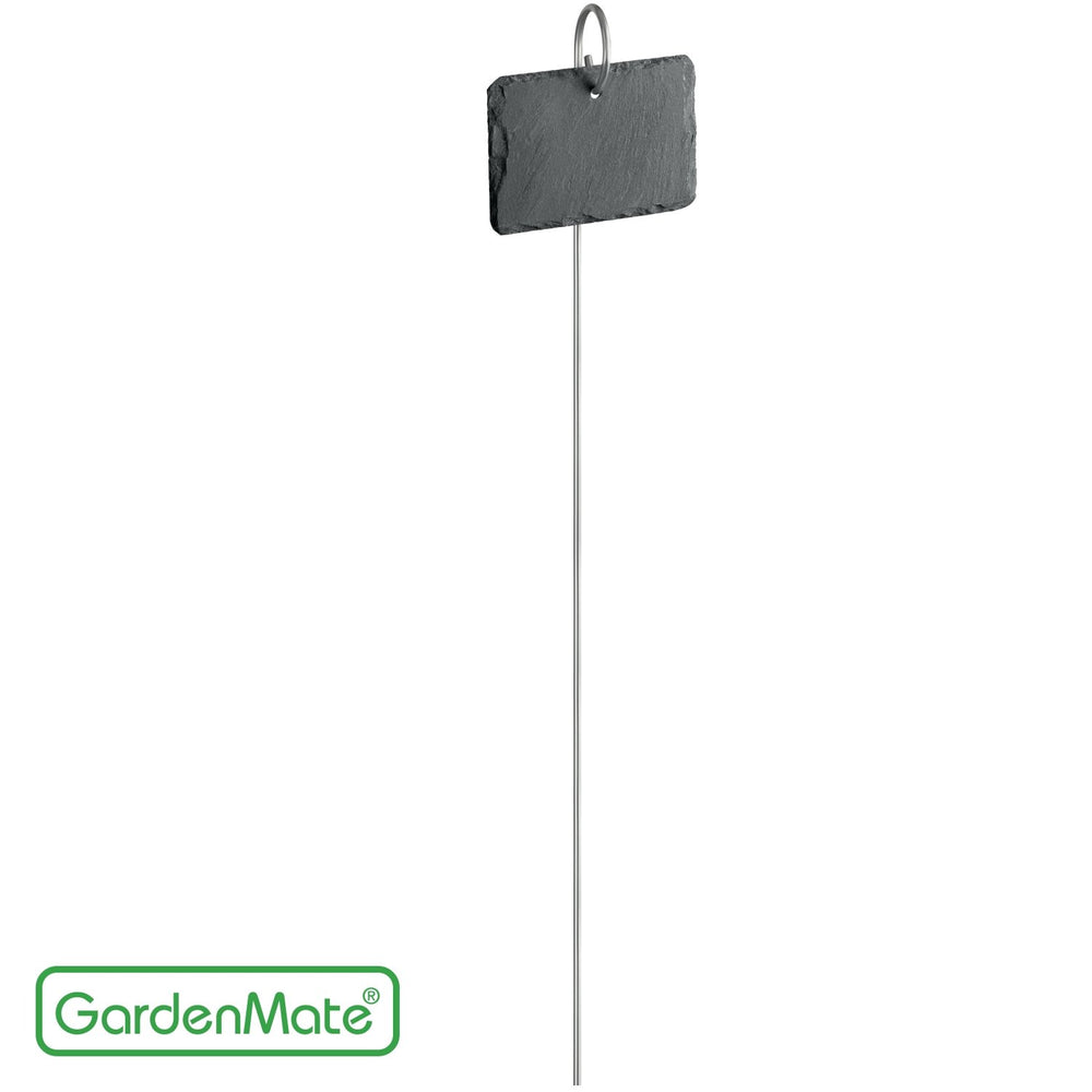 GardenMate labels in a garden bed showing stainless rod stability and decorative look