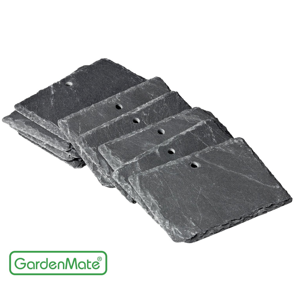 GardenMate label next to hand showing 4 inch by 2 3/4 inch scale for sizing clarity