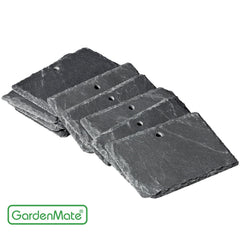 GardenMate label next to hand showing 4 inch by 2 3/4 inch scale for sizing clarity
