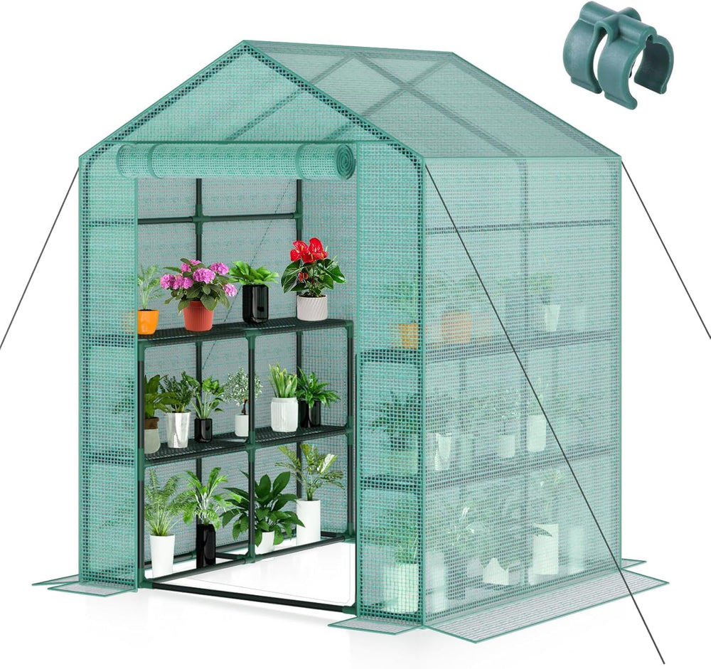 Gardennet front view greenhouse showing full structure and entrance protection
