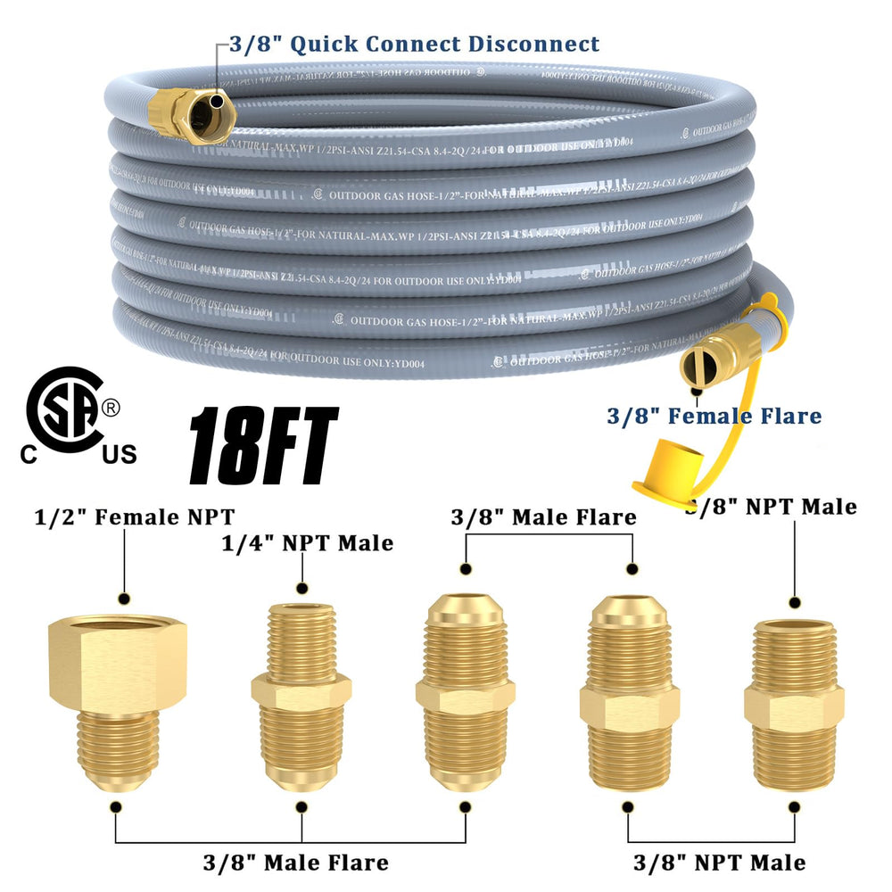 GardenNow adapter kit layout showing five brass adapters for broad compatibility
