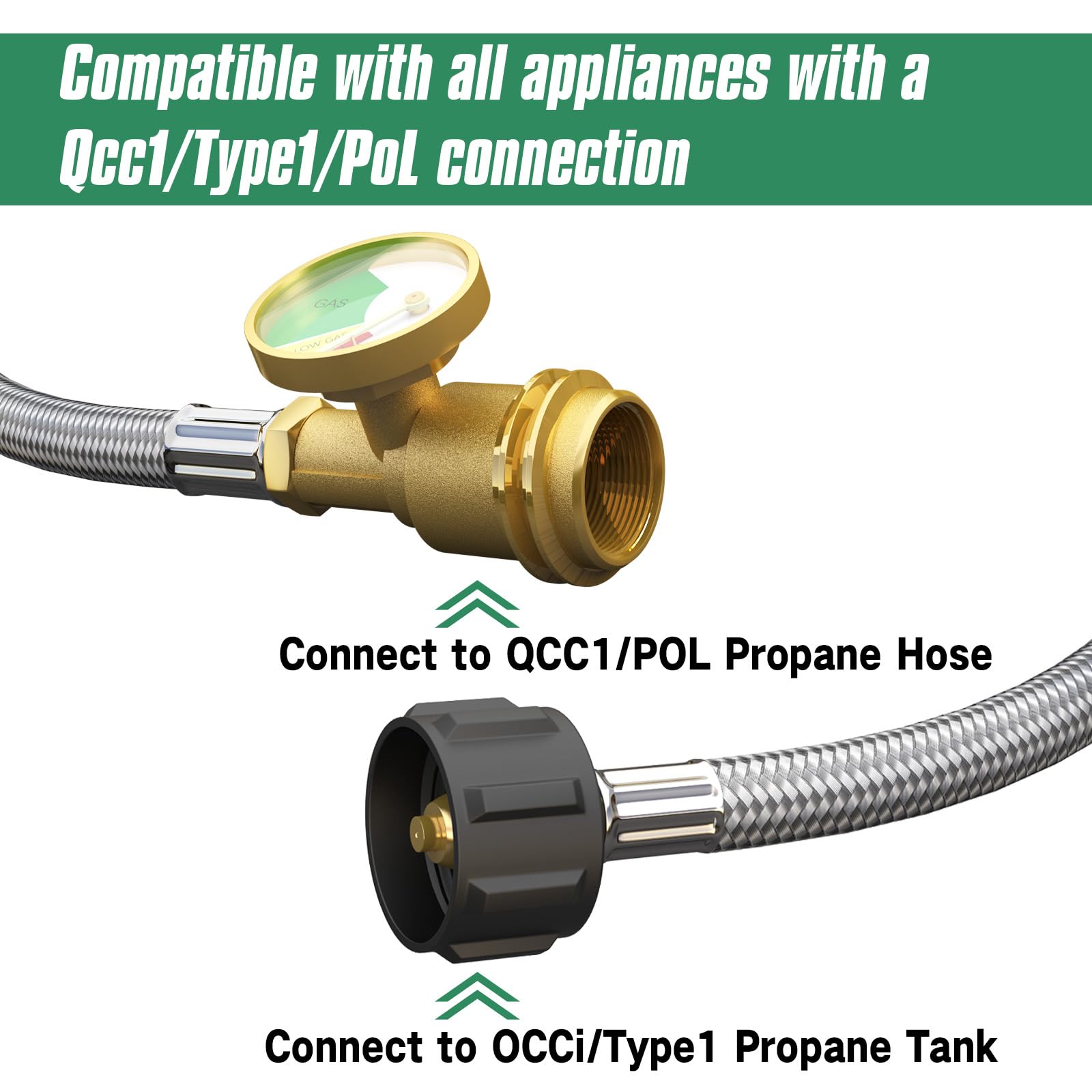 GardenNow close-up solid brass QCC1 and POL fittings for secure leak-free connections