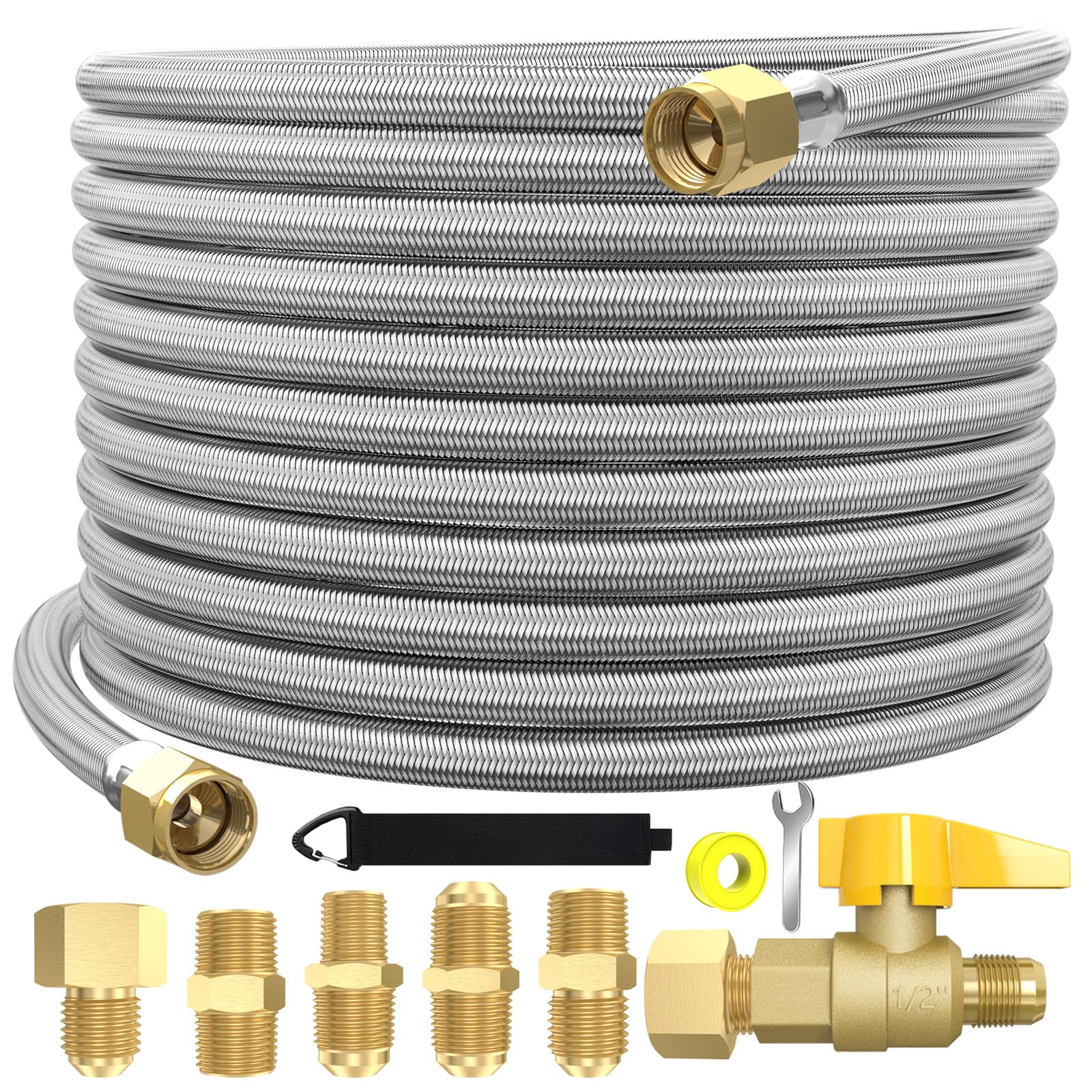 GardenNow front view showing 48ft hose and adapter kit for versatile hookups