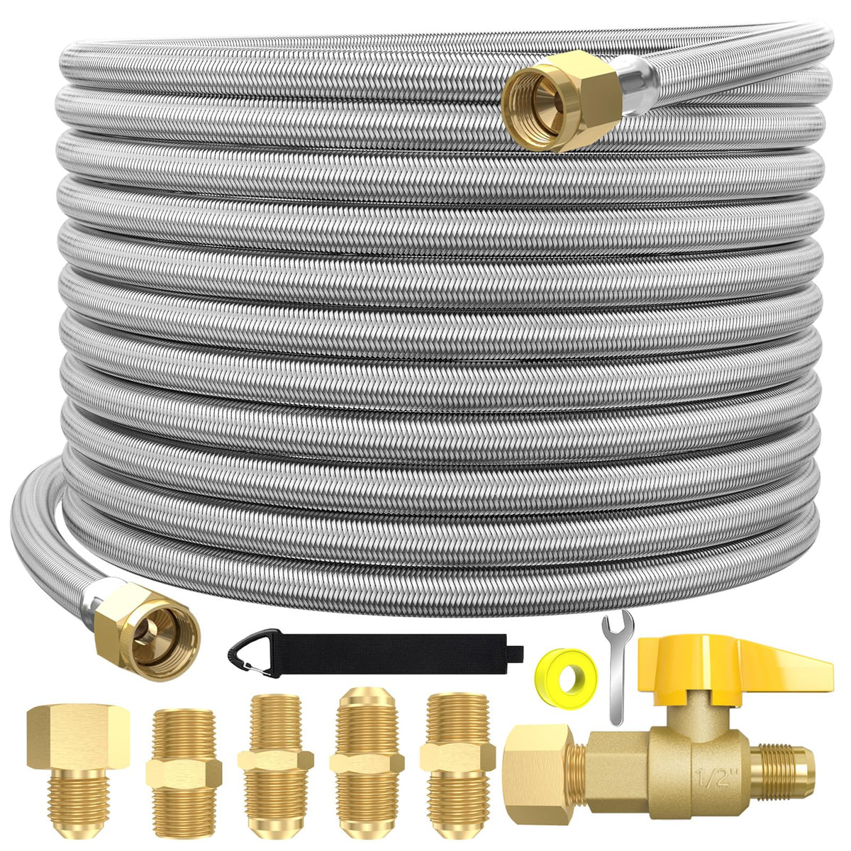 GardenNow front view showing 48ft hose and adapter kit for versatile hookups