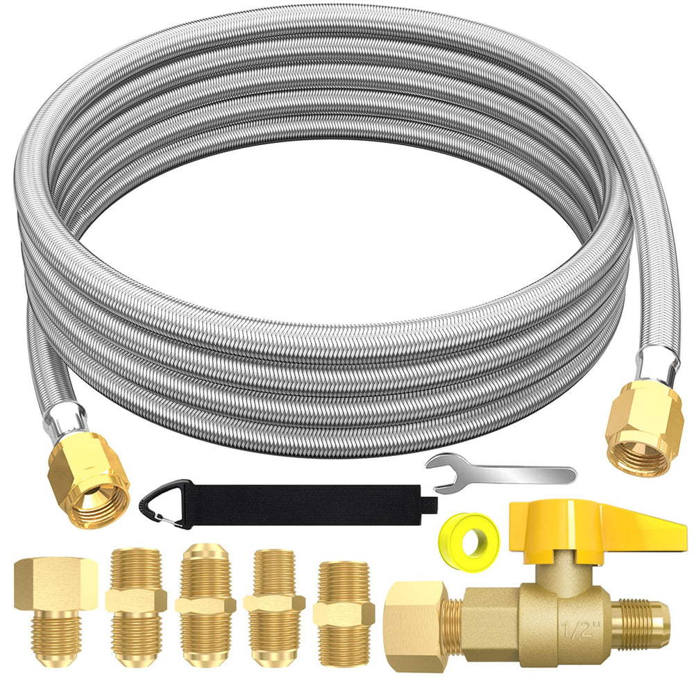GardenNow front view of full 12ft hose assembly showing connectors and benefits