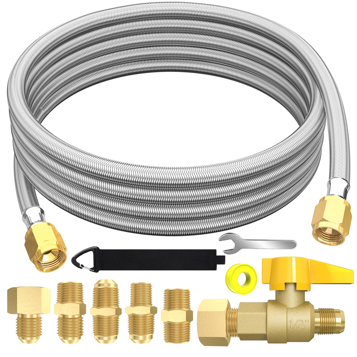 GardenNow front view of full 12ft hose assembly showing connectors and benefits